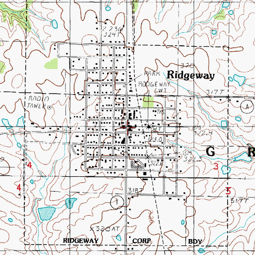 Topographic Map of Ridgeway Rural Fire Department, MO
