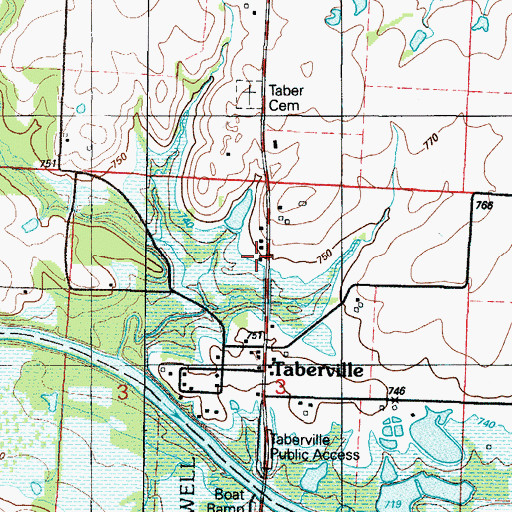 Topographic Map of Taberville Community Volunteer Fire Department, MO
