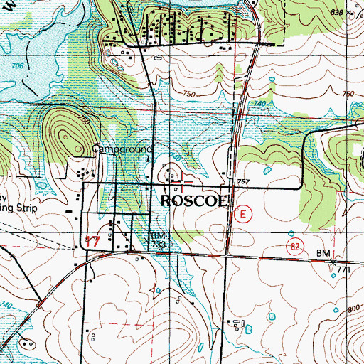 Topographic Map of Roscoe Township Volunteer Fire Department, MO