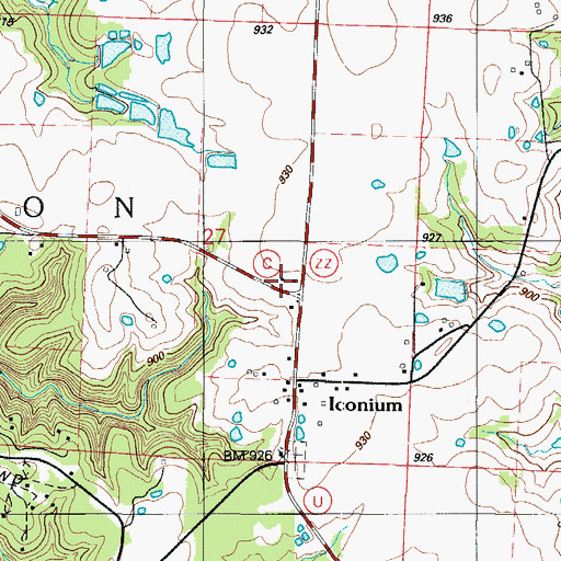 Topographic Map of Iconium Fire Protection District Station 1, MO