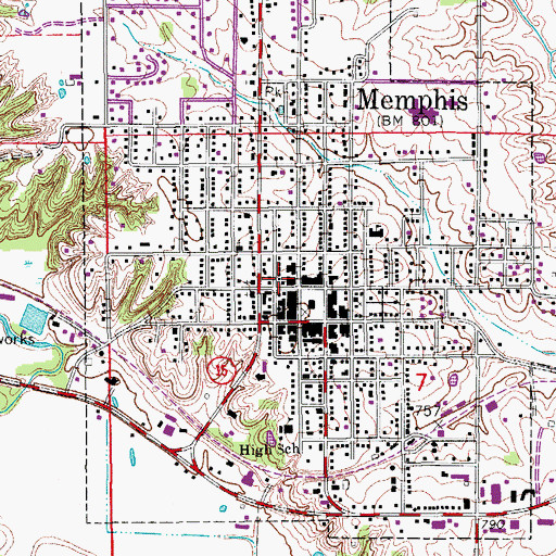 Topographic Map of Scotland County Rural Fire Department, MO