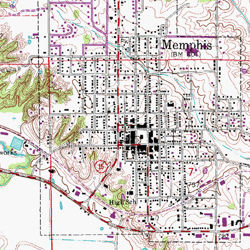 Topographic Map of Memphis Fire Department, MO