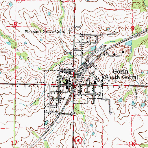Topographic Map of Gorin District Volunteer Fire Department, MO