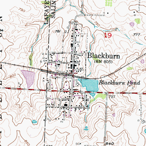 Topographic Map of Blackburn Rural Fire Protection Association, MO