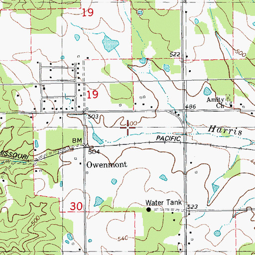 Topographic Map of Current River Volunteer Fire Department, MO