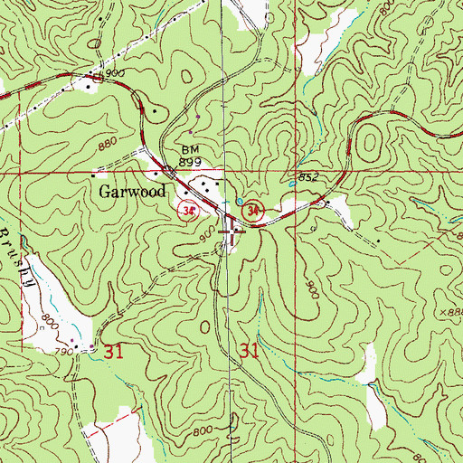 Topographic Map of Garwood Volunteer Fire Department, MO
