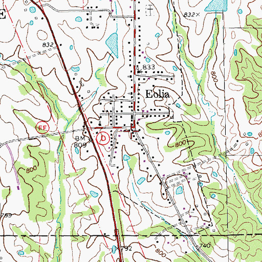 Topographic Map of Eolia Community Fire Protection District, MO