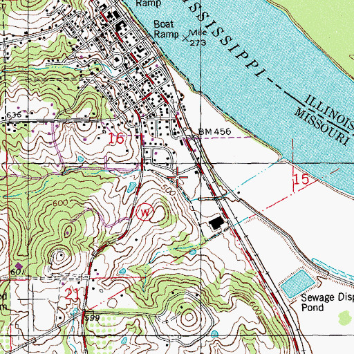 Topographic Map of Clarksville Volunteer Fire Department, MO