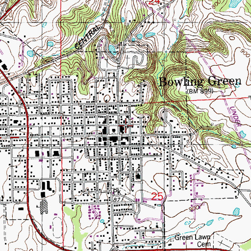 Topographic Map of Bowling Green Fire Department, MO