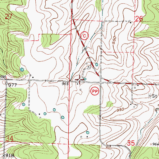 Topographic Map of Lake Creek Volunteer Fire Department, MO