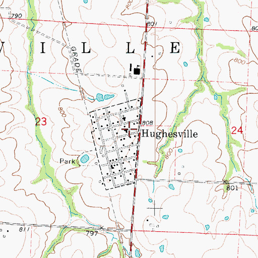 Topographic Map of Hughesville Community Fire Department, MO