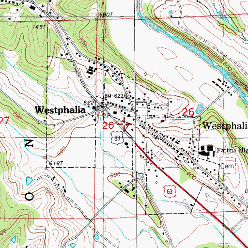 Topographic Map of Westphalia Fire Protection District House 1, MO
