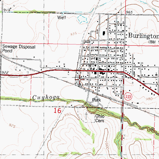 Topographic Map of West Nodaway Fire Protection District, MO