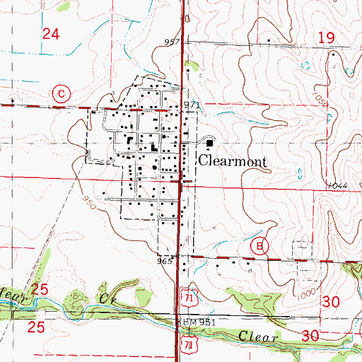 Topographic Map of Clearmont Fire Protection District, MO