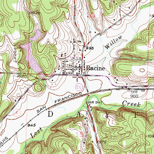 Topographic Map of Seneca Area Fire Protection District Station 1 Racine Headquarters, MO
