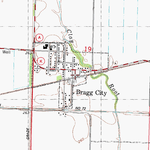 Topographic Map of Bragg City Volunteer Fire Department, MO