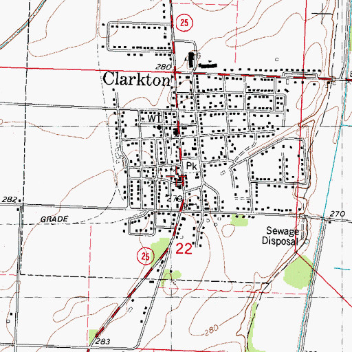 Topographic Map of Clarkton Volunteer Fire Department, MO