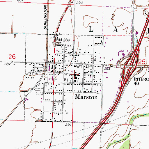 Topographic Map of Marston Volunteer Fire Department, MO