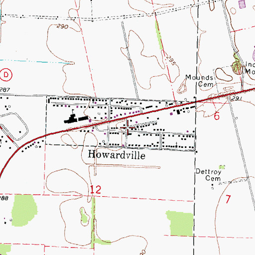 Topographic Map of Howardville Fire Department, MO