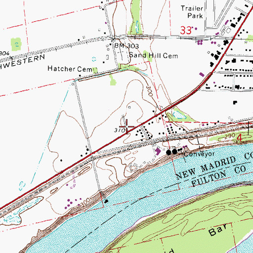 Topographic Map of Missouri Department of Conservation Forestry Southeast Regional Field Fire Office New Madrid, MO