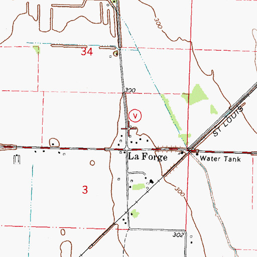 Topographic Map of Kewanee and Laforge Rural Volunteer Fire Department, MO