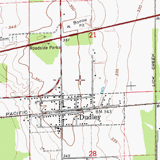Topographic Map of Dudley Volunteer Fire Department, MO