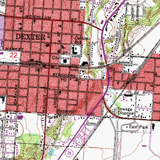 Topographic Map of Dexter Fire Department Station 3, MO
