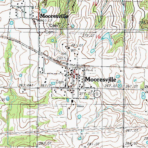 Topographic Map of Mooresville Township Fire Protection District, MO