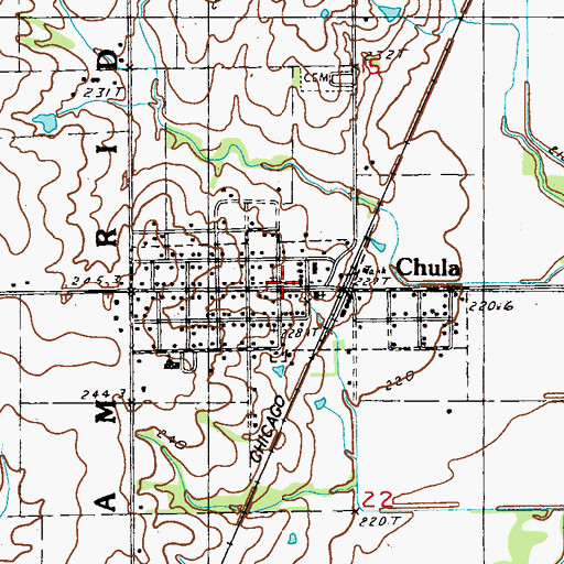 Topographic Map of Chula Rural Fire District, MO