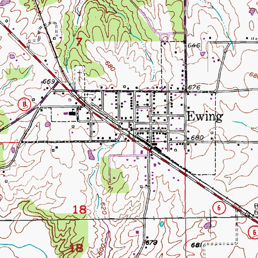 Topographic Map of R - 4 Fire Protection District Station 1 Headquarters, MO