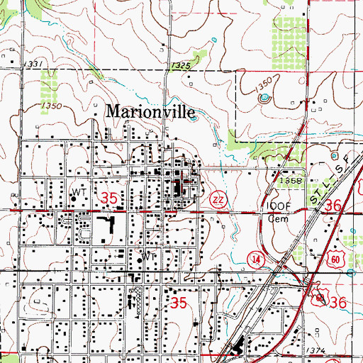 Topographic Map of Marionville Rural Fire Department, MO