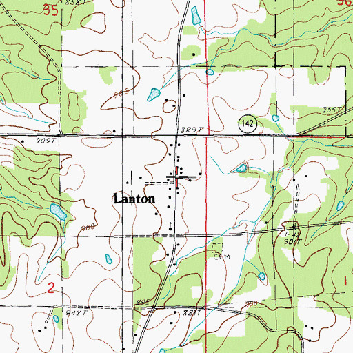Topographic Map of Lanton Volunteer Fire Department, MO