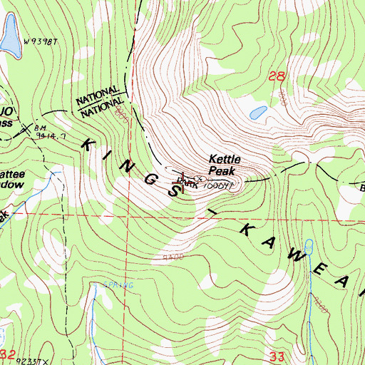Topographic Map of Kettle Peak, CA