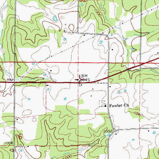 Topographic Map of Caulfield Fire Department, MO
