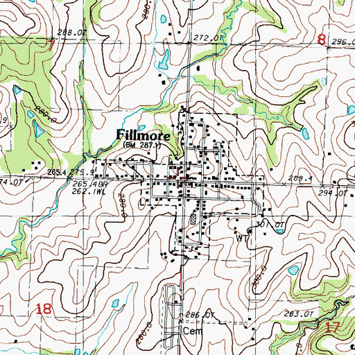 Topographic Map of Fillmore Fire Protection District, MO