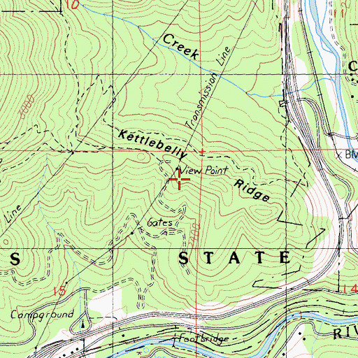 Topographic Map of Kettlebelly Ridge, CA