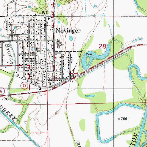 Topographic Map of Novinger Community Volunteer Fire Department, MO