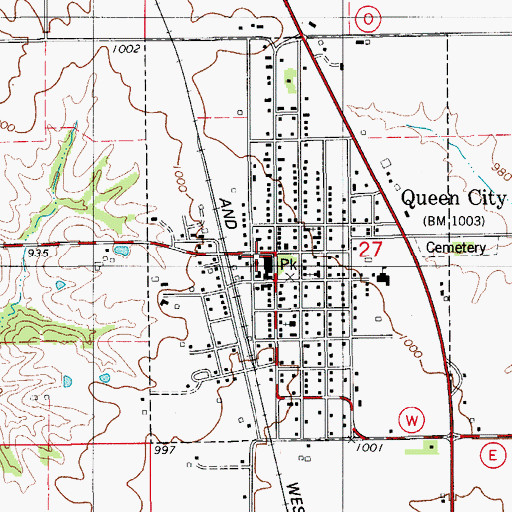 Topographic Map of Queen City Community Fire Department, MO