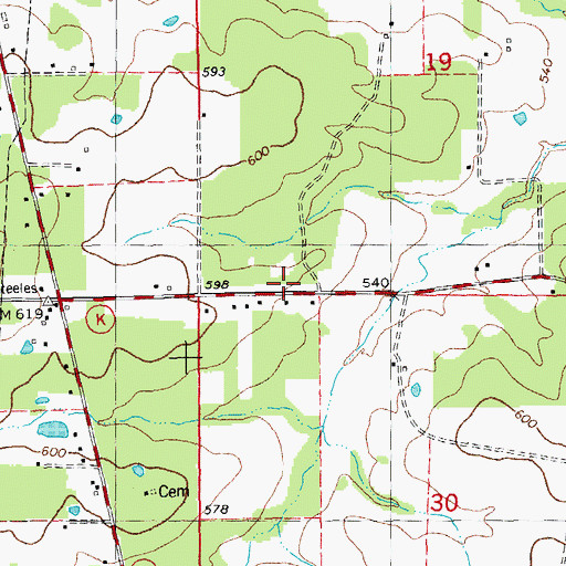 Topographic Map of Highway K Volunteer Fire Department, MO