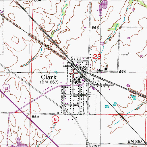 Topographic Map of Southeastern Randolph Fire Protection District Clark, MO