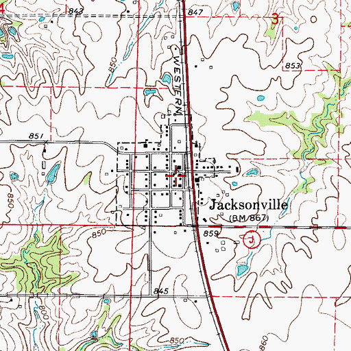 Topographic Map of Jacksonville Volunteer Fire Department, MO