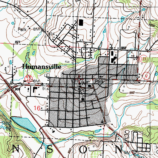 Topographic Map of Humansville Fire and Rescue Station 1, MO