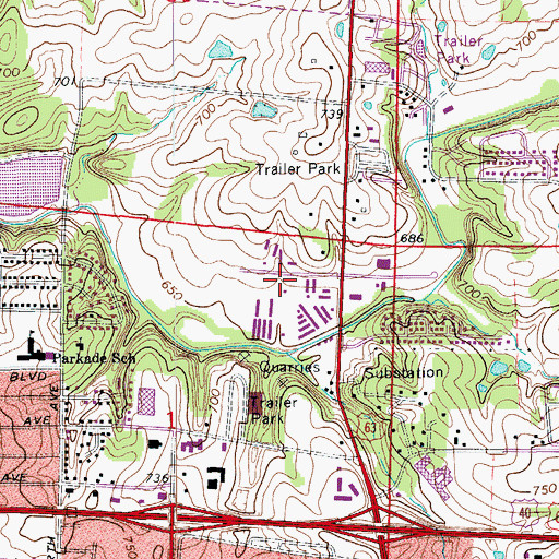 Topographic Map of Columbia Fire Department Training Academy, MO