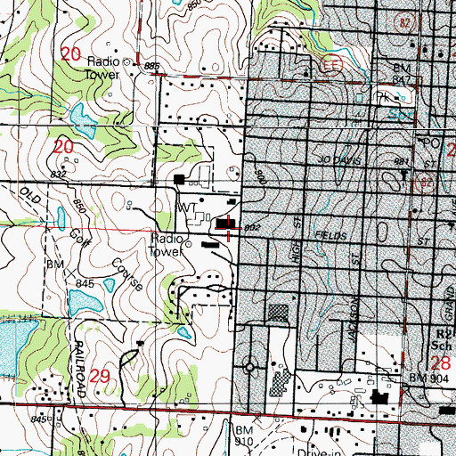 Topographic Map of El Dorado Springs Volunteer Fire Department Rural Station, MO