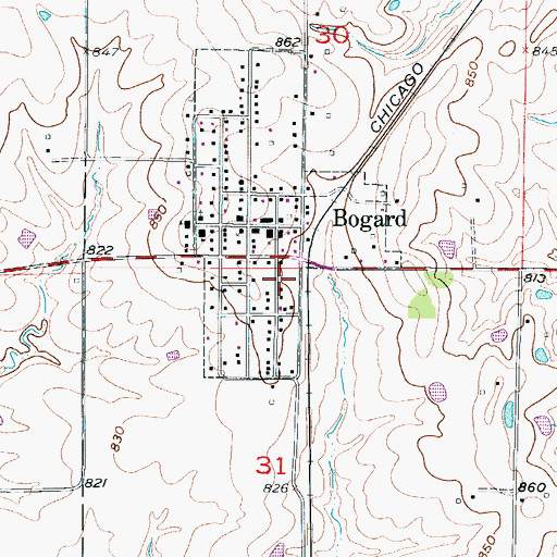 Topographic Map of North Central Carroll Fire Protection District Bogard Fire Department, MO