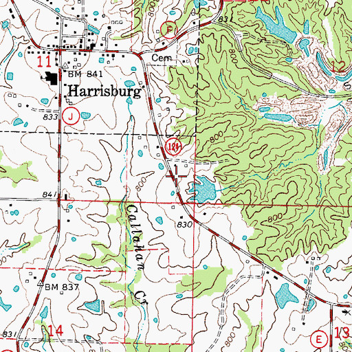 Topographic Map of Boone County Fire Protection District Station 4 - Harrisburg, MO