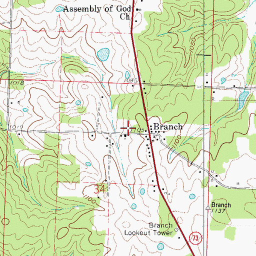 Topographic Map of Southwest Camden County Fire Protection District Station 2, MO