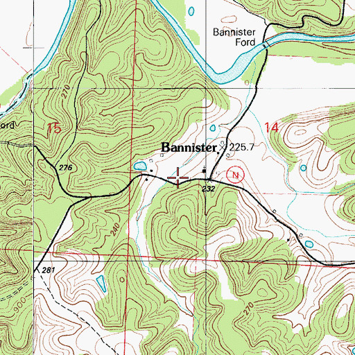 Topographic Map of Southwest Camden County Fire Protection District Station 1 Headquarters, MO