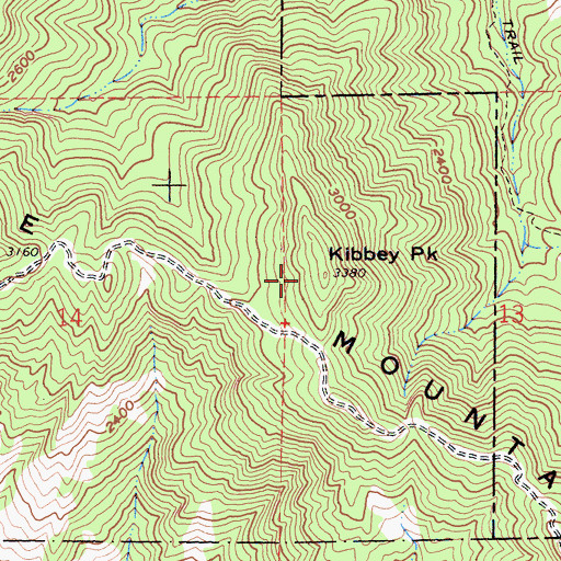Topographic Map of Kibbey Peak, CA