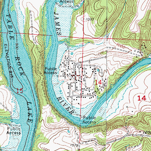 Topographic Map of North Stone Northeast Barry County Fire District Station 22, MO